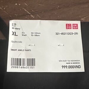 Uniqlo Navy Smart Ankle Pants XL color Navy